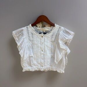 LoveShackFancy White Ruffled Crop Top